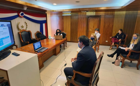 La reunión se realizó a través de medios telemáticos en la Sala de Videoconferencias ubicado en el primer piso del Palacio de Justicia de Asunción.
