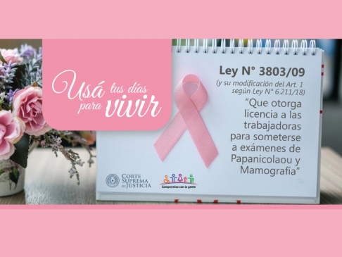 La máxima instancia judicial impulsa la campaña “Usá tus días para vivir” en el marco del Octubre Rosa, adhiriéndose de esta manera a la concienciación sobre el cáncer de mamas.