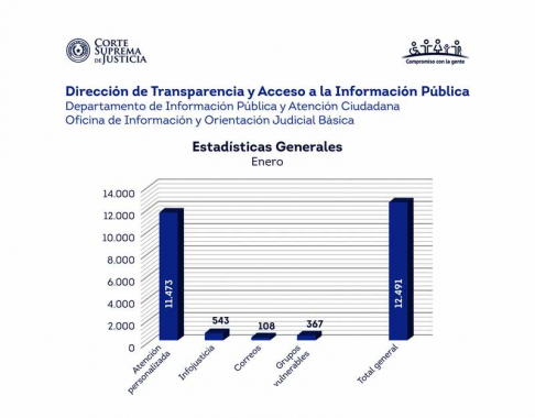 Mesa de Información del PJ recibió 12.491 consultas.