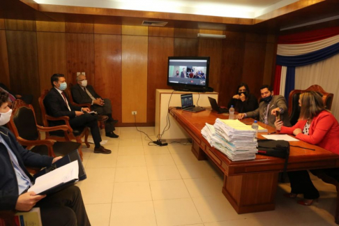 Ejuez penal de garantías, José Delmás durante la audiencia preliminar realizada en la fecha.
