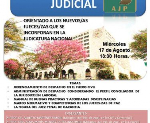 Asociación de jueces invita a "Jornada de Inducción Judicial"