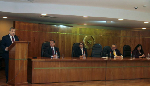 El presidente de la Corte Suprema de Justicia, Eugenio Jiménez Rolón, dio apertura al acto de presentación del Observatorio de Causas Judiciales.