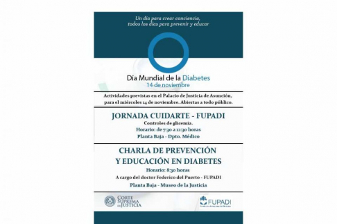 Afiche de invitación a la actividad sobre el Día Mundial de la Diabetes.