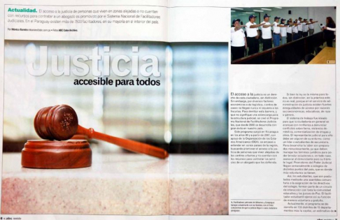 Publicación de la Revista Dominical de ABC Color, en la que aborda el trabajo que desarrollan los facilitadores judiciales.