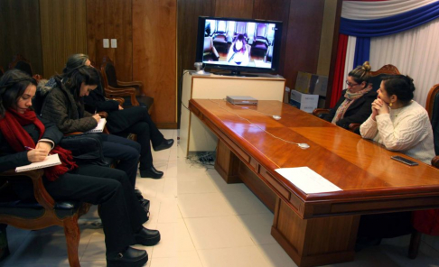 La videoconferencia se realizó en el primer piso del Palacio de Justicia de Asunción.