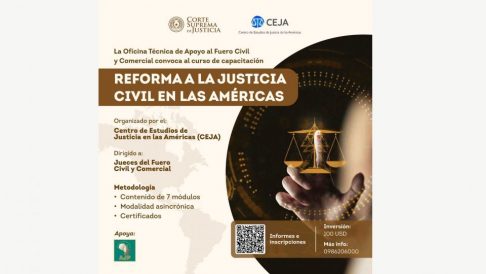 Invitan al curso de capacitación “Reforma a la Justicia Civil en las Américas”.
