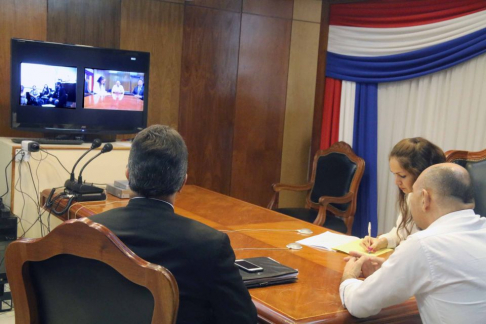 La audiencia se realizó en la Sala de Videoconferencia del Palacio de Justicia de Asunción.