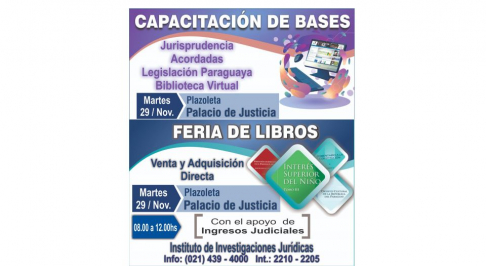 IIJ realizará feria de libros y capacitación sobre bases de datos jurídicos.