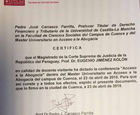 Presidente de la Corte diserta en Máster Universitario.