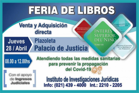Feria de libros este jueves 28 de abril en la Plazoleta del Palacio de Justicia de Asunción.