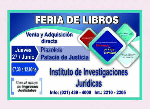 El Instituto de Investigaciones Jurídicas de la máxima instancia judicial organiza la feria y venta de libros, este jueves 27 de junio.