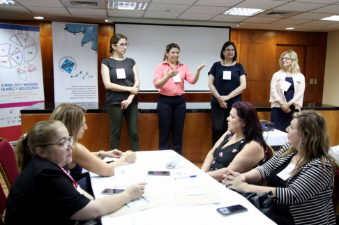 El taller sobre indicadores de Niñez y Adolescencia en la Justicia  se llevó a cabo en la Sala de Conferencias del 8vo piso de la Torre Norte del Palacio de Justicia de Asunción.