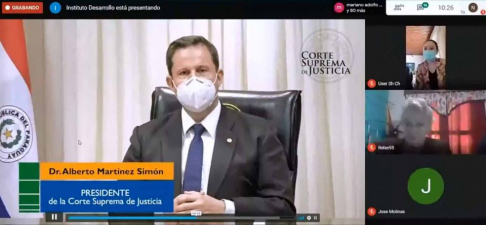En la oportunidad, el presidente de la Corte Suprema de Justicia, Alberto Martínez Simón, participó de manera telemática de la reunión y emitió un mensaje en representación de la máxima instancia judicial.