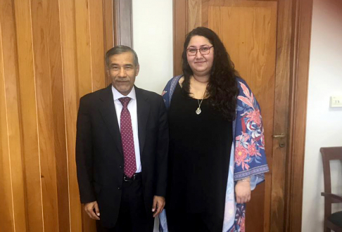El ministro de la Corte Suprema de Justicia Manuel Ramírez Candia, en reunión con la vicepresidenta del Comité de Derechos Humanos de las Naciones Unidas, Tania Abdo Rocholl.